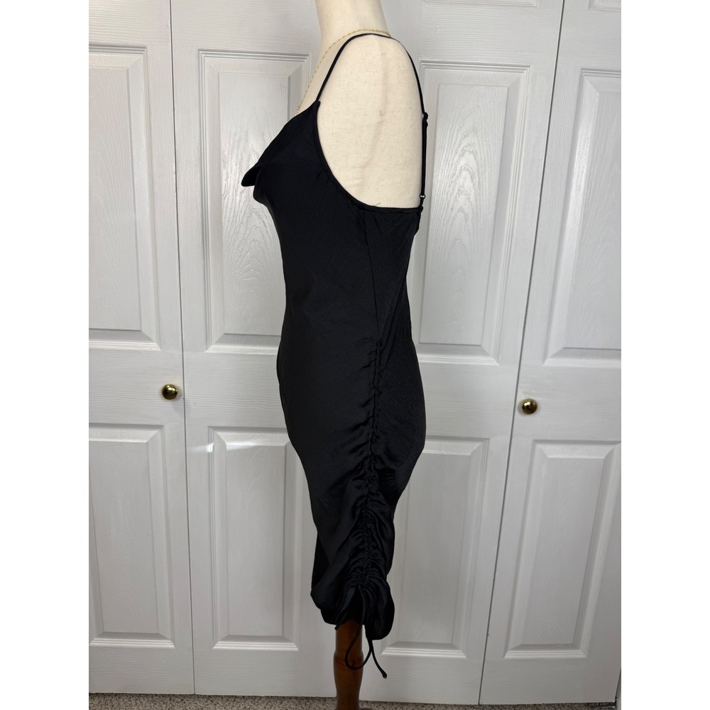Free People Day to Night Convertible Slip Dress Black Satin Cowl Neck Ruched S - Picture 6 of 10